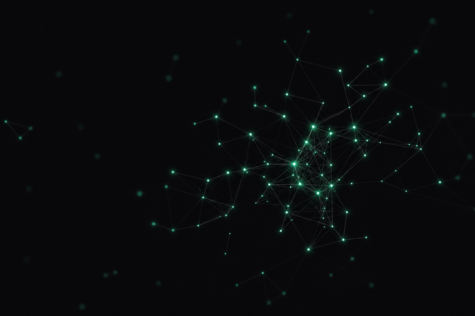 A constellation of linked notes rendered as glowing nodes