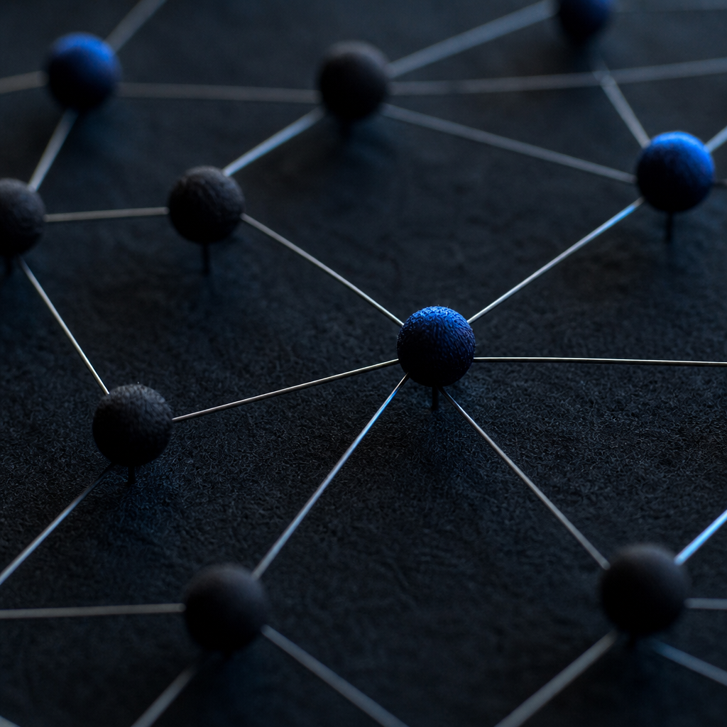 Macro view of steel wire connecting wool pins on charcoal felt