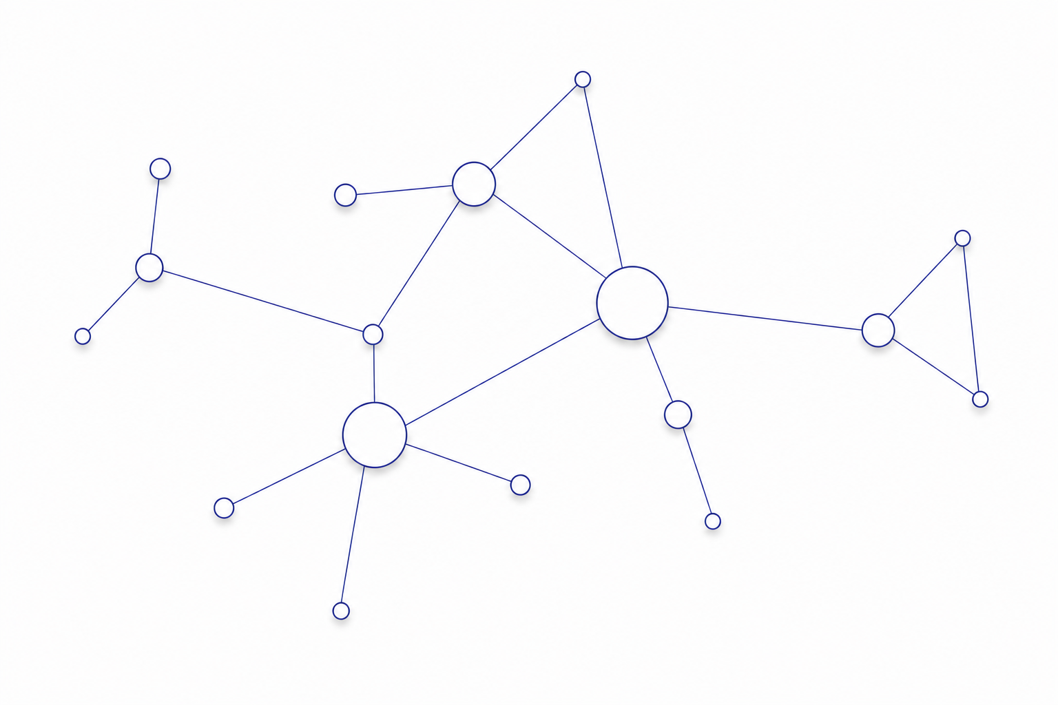 A diagram of small circular nodes connected by thin lines, representing linked notes